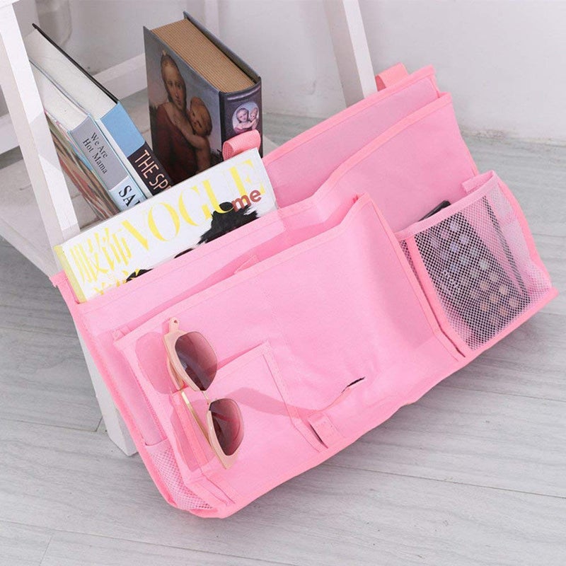 Sugaroom Bedside Storage Caddy, Bunk Bed Organizer Bed Storage Pocket Bedside Organizer Hanging Bed Storage Caddy for College Dorm Room, Hospital Bed Rails, Baby Bed, Camp (Pink) - Image 3
